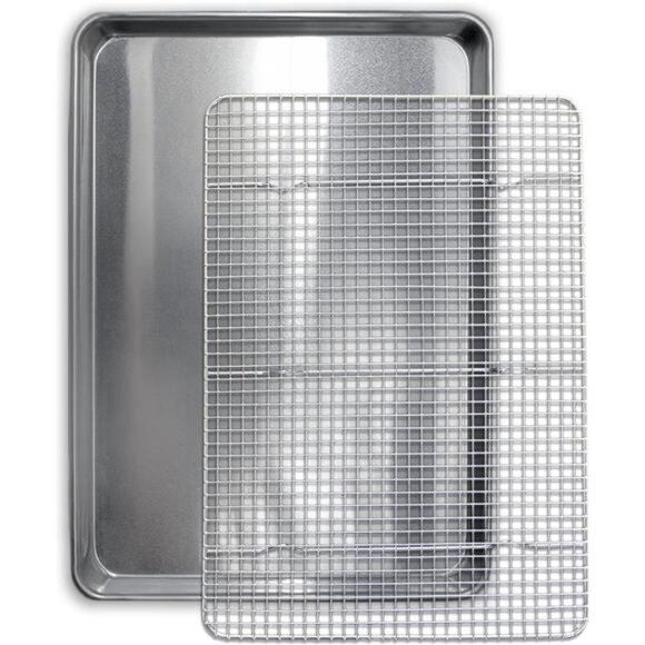 Commercial Quality Cookie Sheet and Rack - Aluminum Half Sheet Baking Pan - Picture 1 of 7